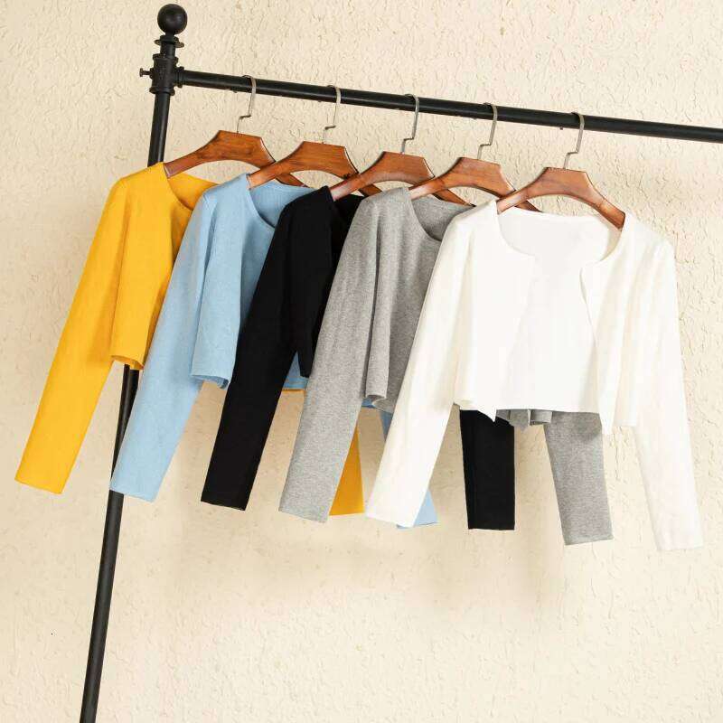 Black Cropped Knitted Sweater Korean Style Women's Coat Spring 2026 Long Sleeve Top Cardigan Female Clothing Blouses 26L0224