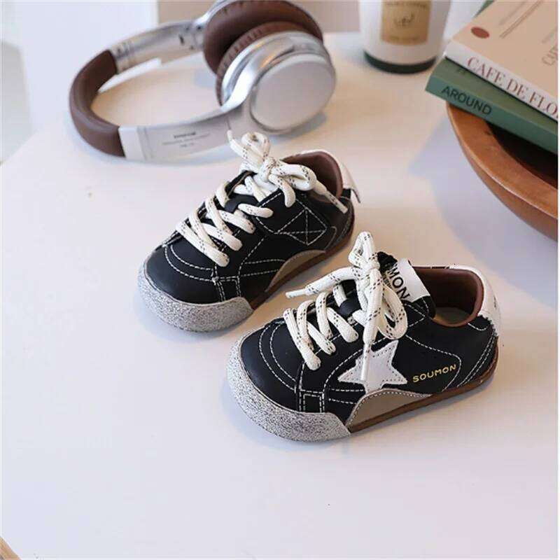 2025 New Autumn Children Leather Breathable Kids Casual Shoes Star Non-slip Fashion Toddler Girls Boys Sneakers 23-33 26W0224