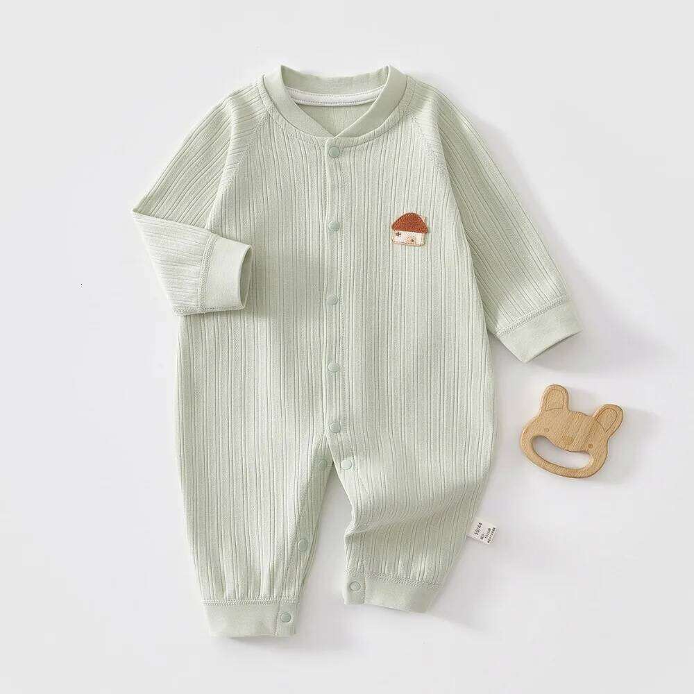 AYNIGIELL 0-18M Clothes Autumn Pure Cotton Newborn Baby Single Breasted Jumpsuit Winter Underwear 26H0224