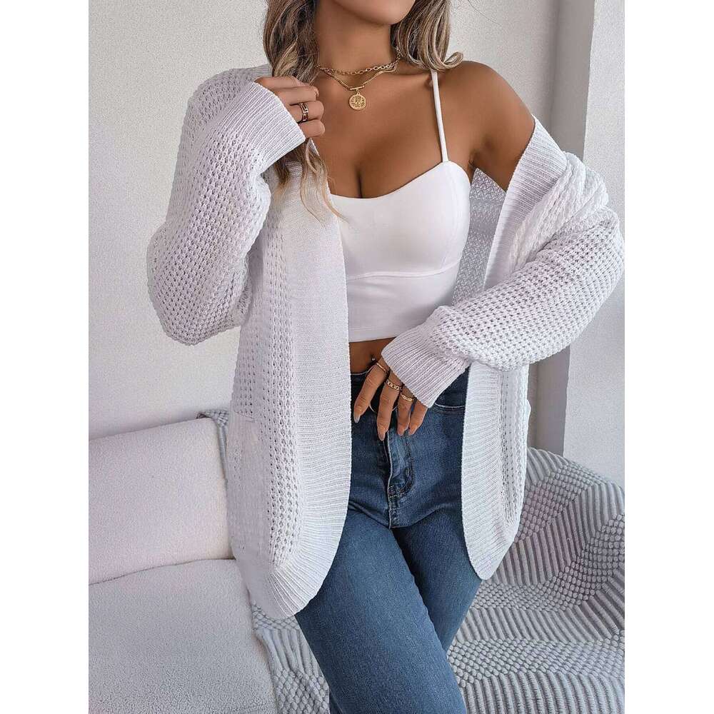 Mardi Hefxessdr Autumn Winter Casual Pocet Lon Sleeve Knitted Cardian Sweater for Women Fashion Clothes Red White Grey Khai Green Coats