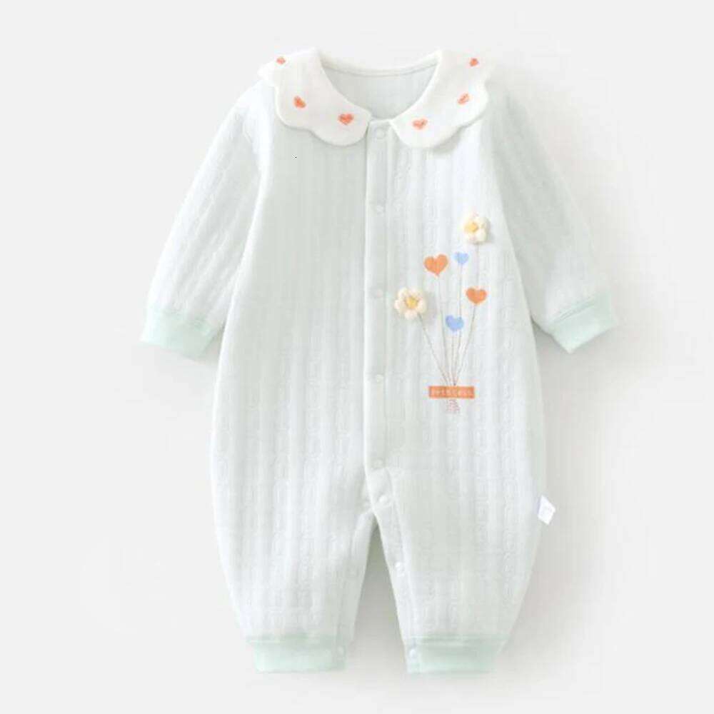 Christmas Girl Clothes Winter Autumn Quilted Warm Long Sleeve Baby Romper Floral Cute First Birthday Infant Jumpsuits 26H0224