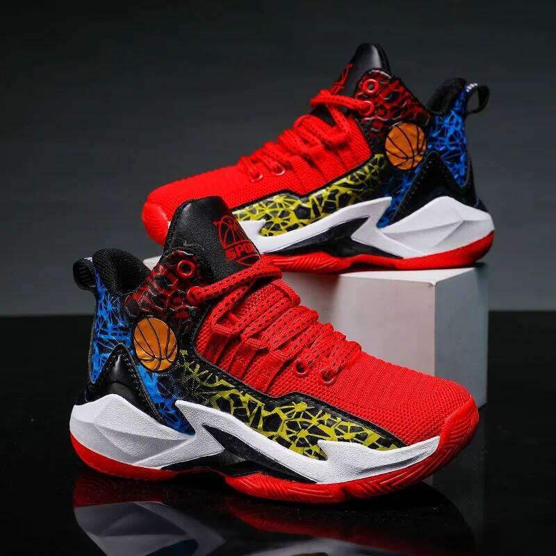 Children Breathable Flexible Light Anti-Collision Luxury Shoes Stable Rebound School Sports Basketball Boots 26W0224