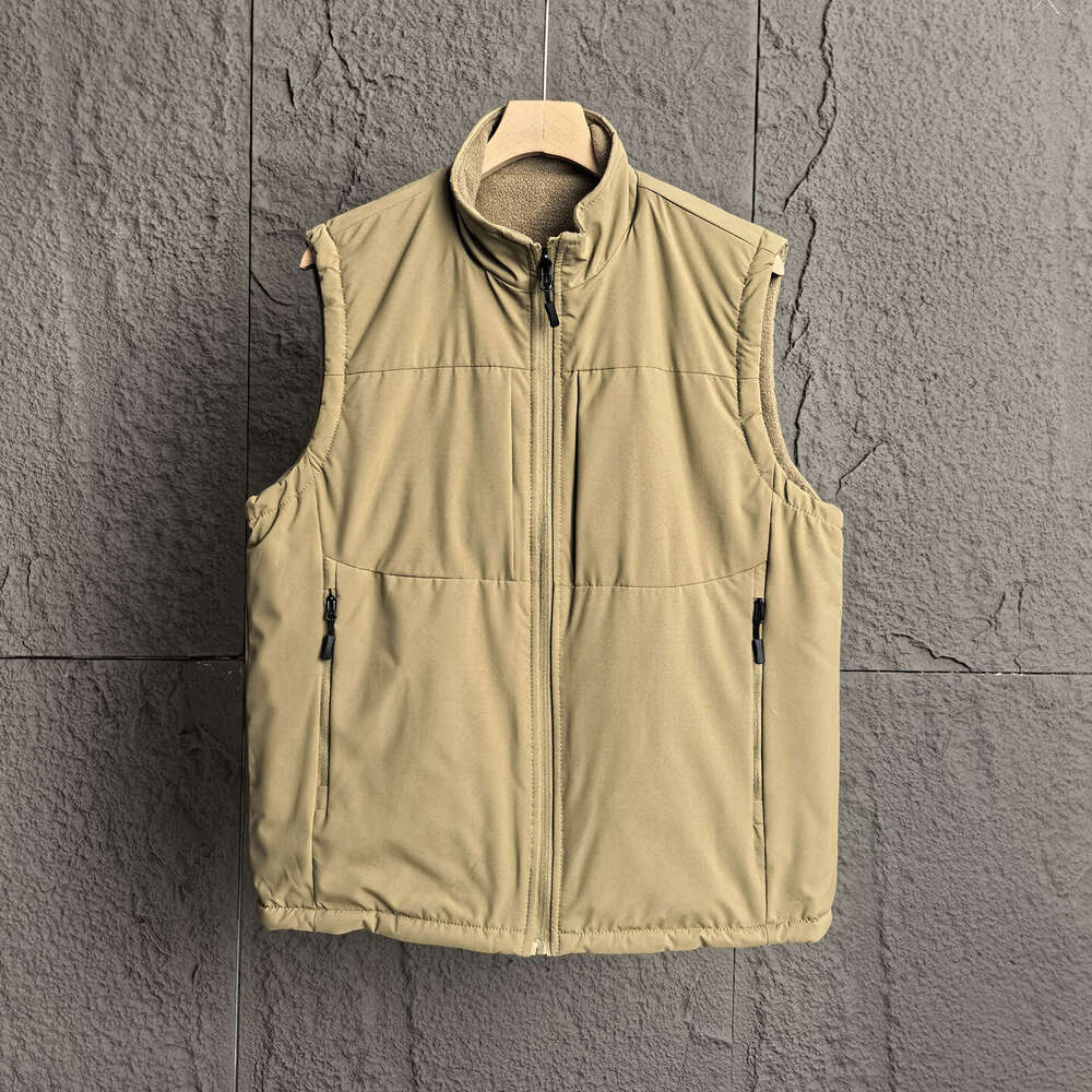 Reversible! American-style casual autumn and winter men's fleece stand-up collar thickened windproof warm vest jacket