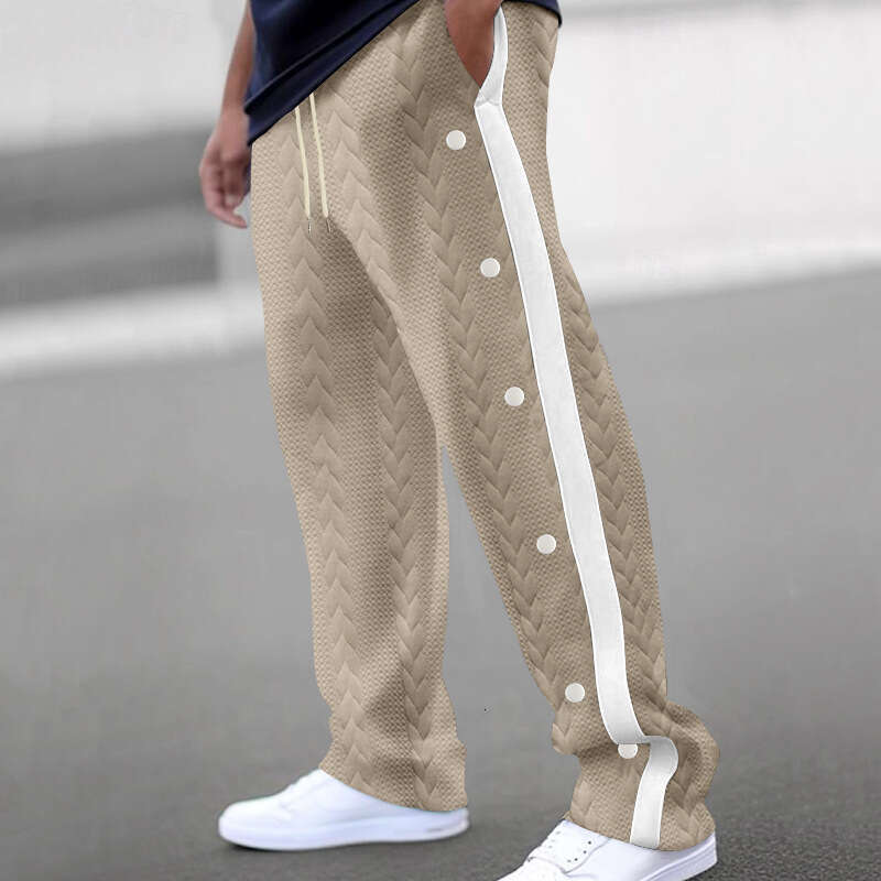 2025 New Amazon Cross-Border Men's Fashionable Jacquard Button Casual Pants, Thickened Four-Season European Size Trousers, Trendy