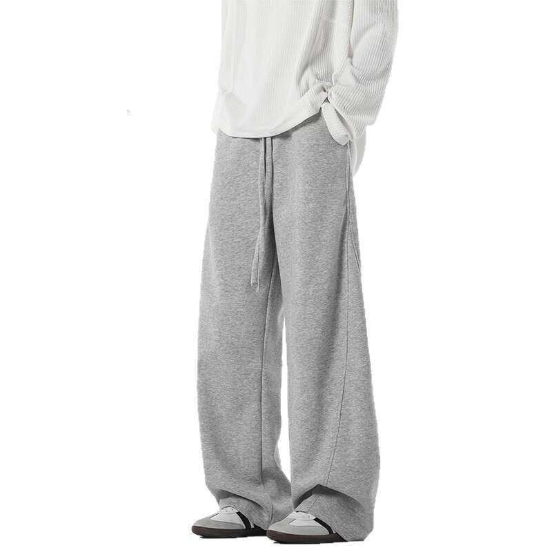 American high street style men's casual pants, autumn trendy brand, loose fit, thickened sports sweatpants, heavy weight, drapey straight-leg pan
