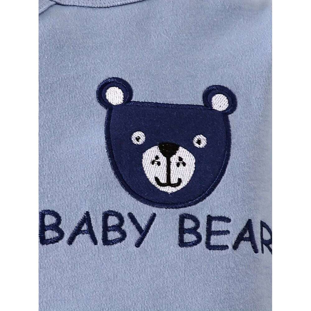 2-Picec Four Seasons Tie Feet for Boys Little Bear Creative Baby Cute Bodysuit Made of Pure Cotton, Soft Comforta 26Y0224