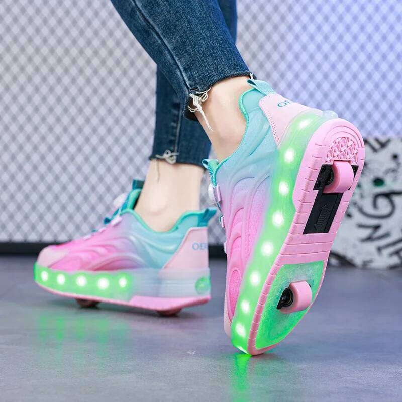 Two Wheels Children's Led Light Roller Skate Shoes For Kids Boys Girls Glowing Sports Luminous Sneakers Skateboard USB Charging 26W0224