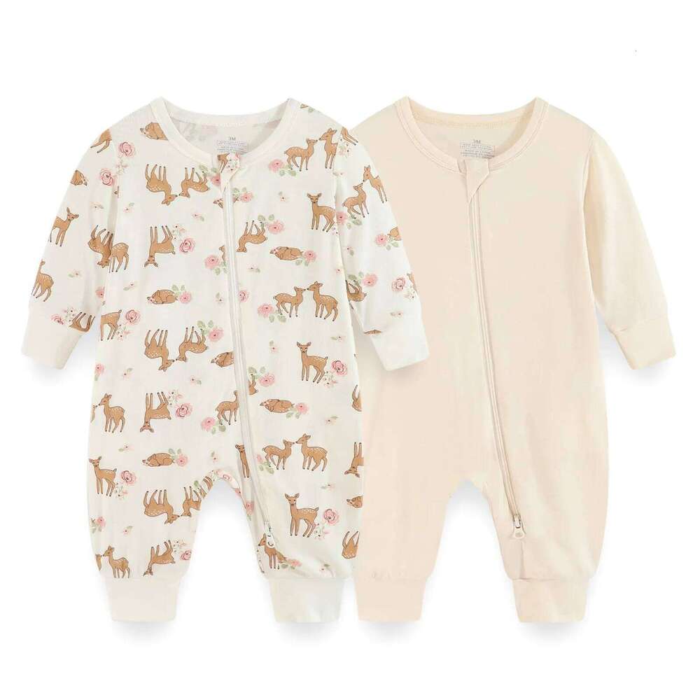 2/3Pieces Unisex Rompers 2-Way Zipper New Born Girl Sets Autumn 0-24M Cotton Baby Boy Clothes Spring 26Y0224