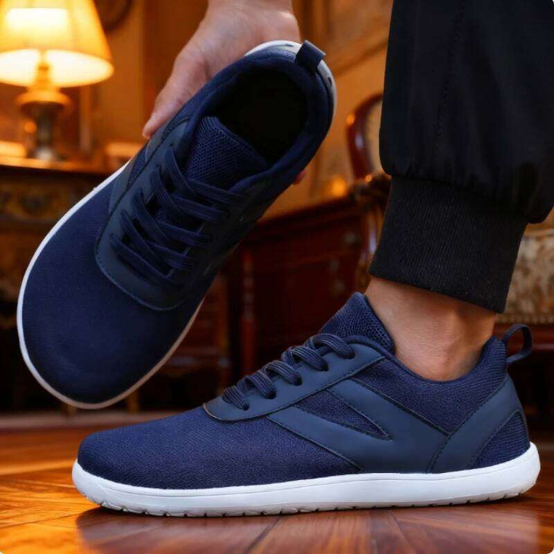 Wide Toe Barefoot Mens Lightweigh Non Slip Minimalist Walking Sneakers Zero Drop Trend Lace Up Casual Shoes for Men