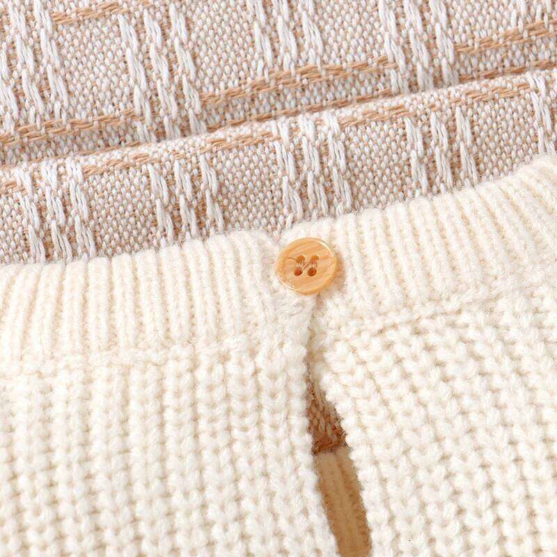 Baby Rompers Clothes 0-18m Autumn Winter Long Sleeve Knitted Newborn Boys Girls Beige Jumpsuits s Infant Unisex Outfits 26H0224