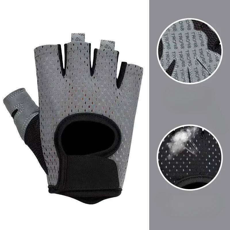 Breathable Mesh Half Finger Gym Gloves Men Women Outdoor Camping Fitness Yoga Cycling Non Slip Callus Protection Gear 26H0224