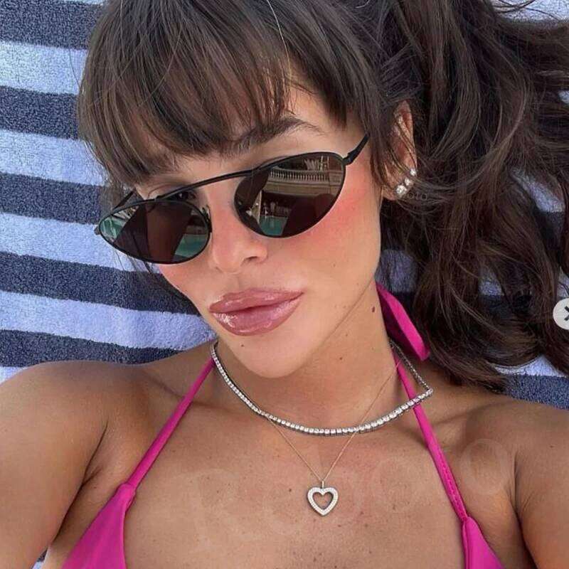 Luxury Brand Cat Eye Sunglasses Women 2025 Fashion Unique Small Oval Sun Glasses Trendy Metal Frame Cool Triangle Eyewear UV400 26W0224