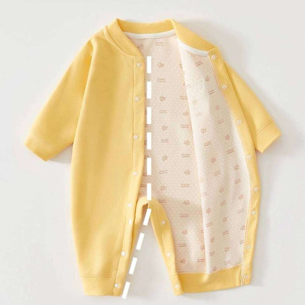 Newborn Single Breasted Jumpsuit Infant 0-18 Month Spring Autumn Warm Clothes Baby Girl Long Sleeved Cotton Daily Bodysuit 26H0224