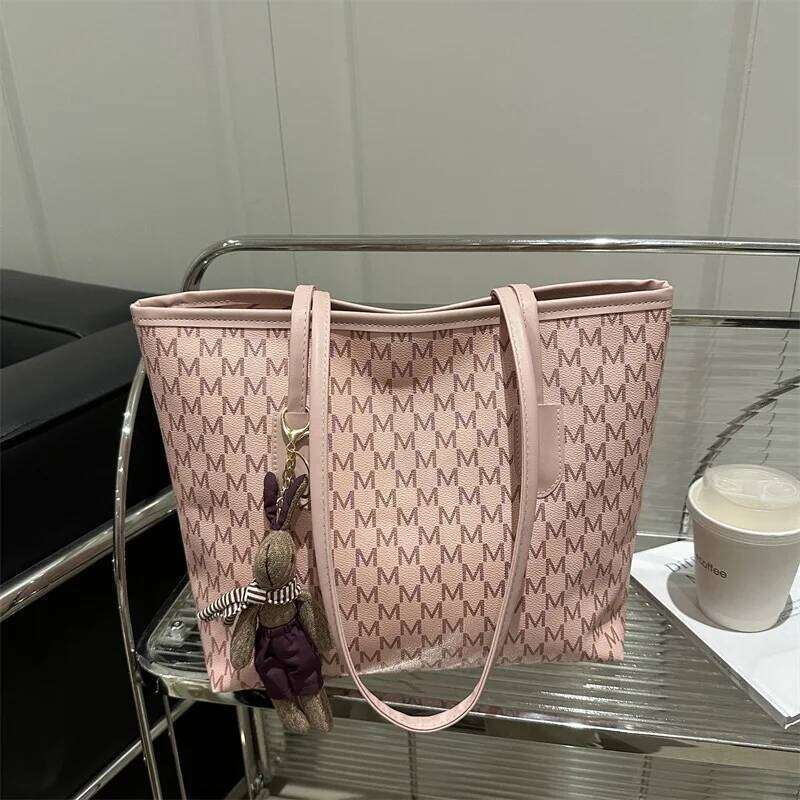 New Letter Print Tote Women Fashion Large Capacity Shoulder Bag Commuter Handbag Z260224