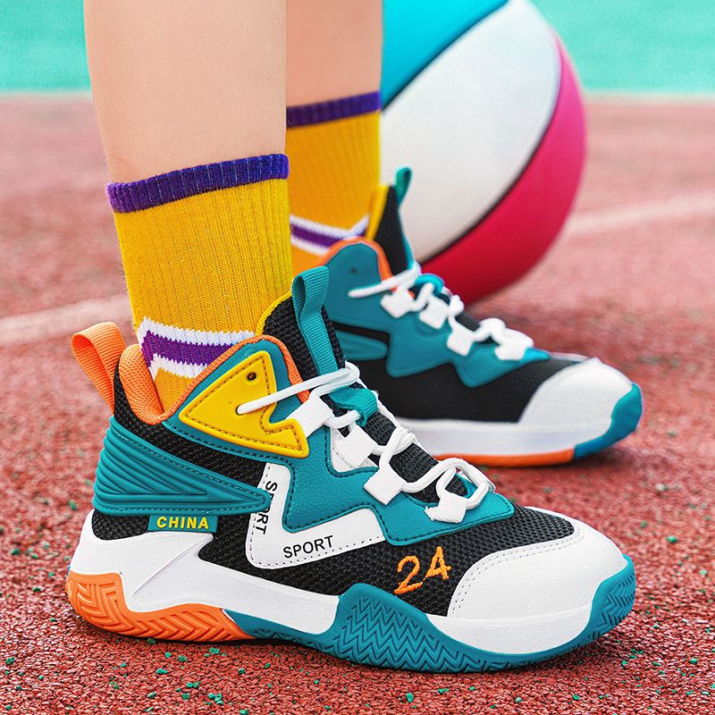 Children Basketball Shoes for Boys Girls Student Indoor Field Training Trainers Non-slip Sneakers Kids Basketball Outdoor Shoes Sizes US12.5C-US8Y 000