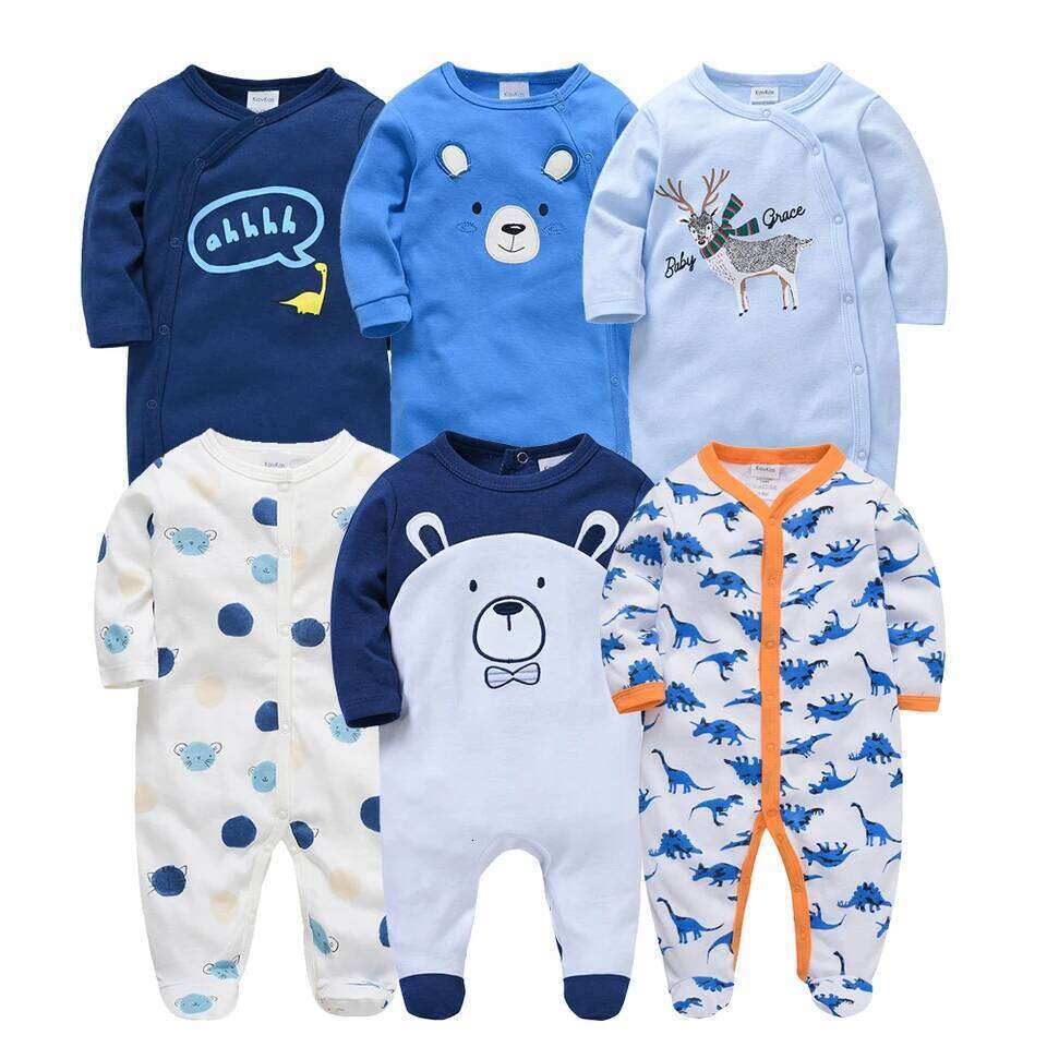 KAVKAS 1/2/3 Pcs Baby Boys Rompers Print Overalls Cotton Infant Clothing Kids Jumpsuit Newborn Pajimas 0-3 Months 26Y0224