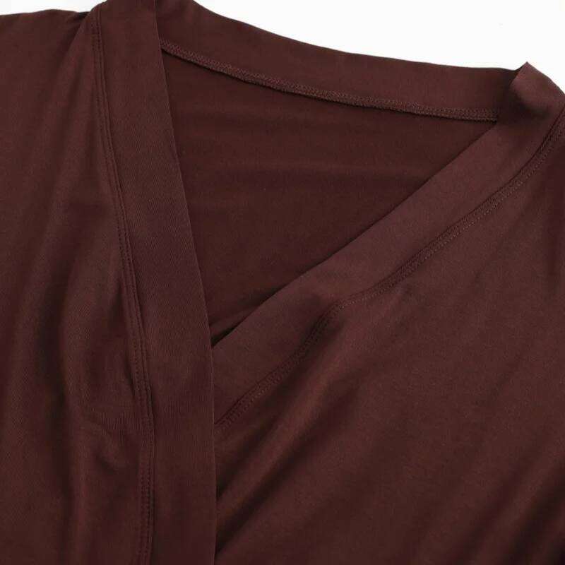 DRUR Womens Yoga Pilates Wrap Top Long Sleeve Tie Front Shrug Ballet Shirt and Thin V-Neck Crop Kimono Casual Y2k Clothes 26Y0224