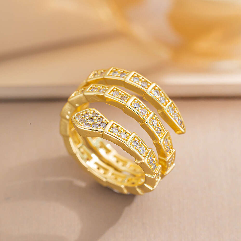 Light Luxury European And American Fashion Snake-Shaped Snake Bone Ring High-End Adjustable For Women