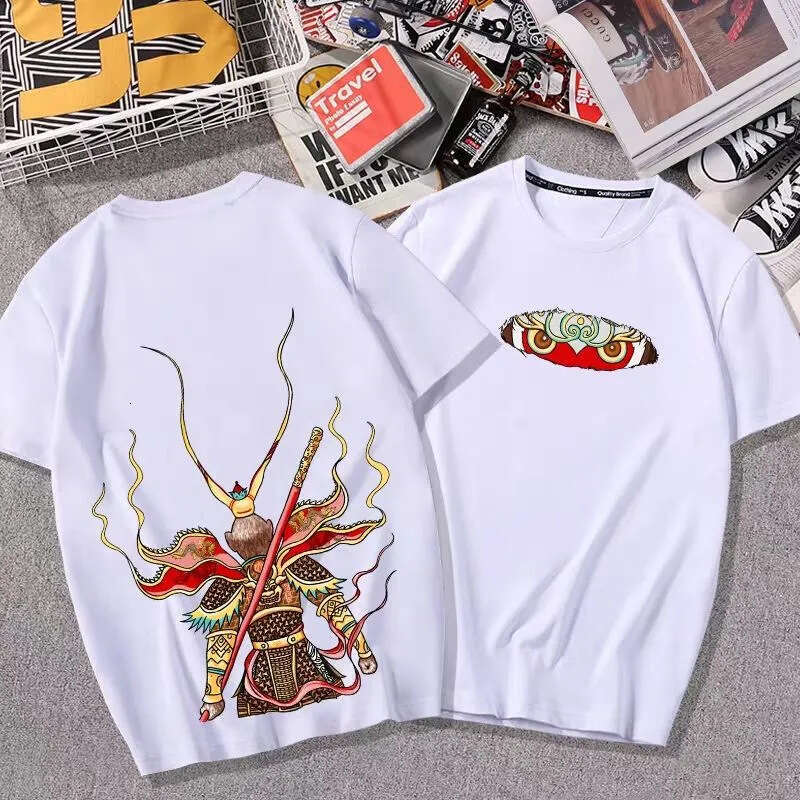 Men's T-shirt New Chinese Style Monkey King Lion Dance Combining Traditional Mythology And Lion Dance Elements Double-sided Print Enhances Recogn