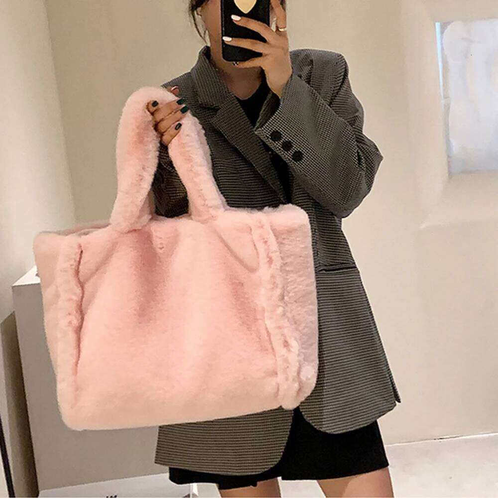 Large Plush Tote Faux Fur Shoulder Bag Winter Fluffy Handbags Warm Soft Crossbody Bags for Women Shopper Purses Z260224