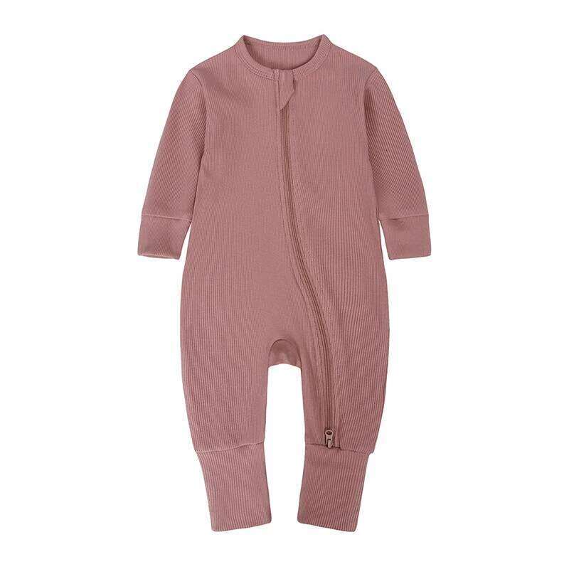 2026 Bamboo Fiber Baby Boys Girls Romper Newborn Bodysuit Long Sleeve Zipper Solid Infant Jumpsuit Toddler Clothes for 0-24M 26Y0224