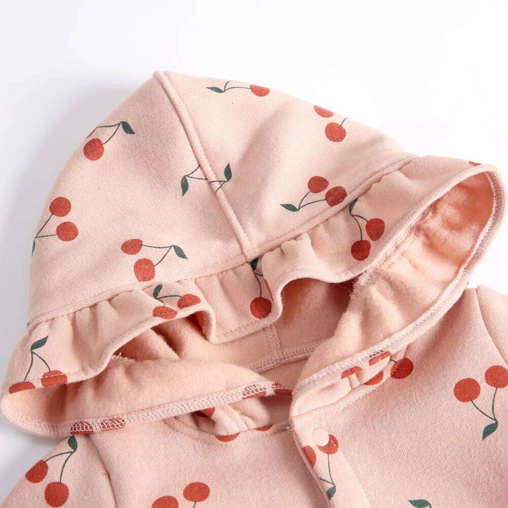 Sanlutoz Long Sleeve Winter Warm Infants Jumpsuits Hooded Baby Girls Rompers Cute Toddler Clothing Fashion 26H0224