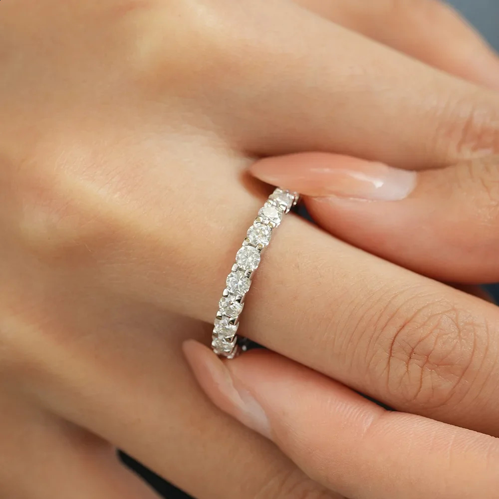 FEOBUR 2/3/4/5mm Ring 18k White Gold Plated S925 Silver Diamond Engagement Rings for Women Men Wedding Band 260124