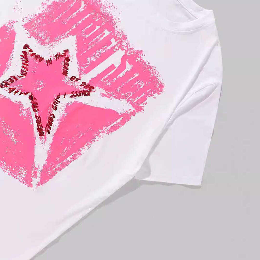 Trendy Retro American-Style Graffiti Star Print Short-Sleeve Hip-Hop T-Shirt With A Unique Street Style Design