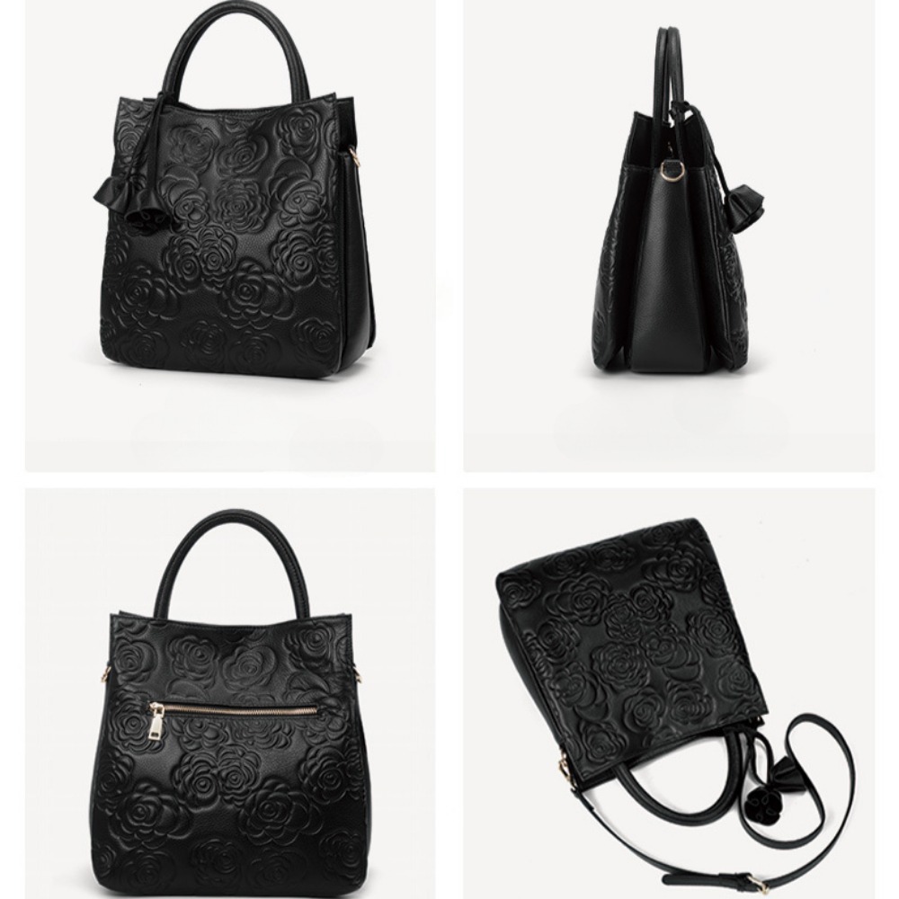 Genuine Leather Women's Bag Authentic Cowhide Bag 2026 New Camellia Tote Bag Fashion Large Bag Crossbody Shoulder Bag Laptop Bag