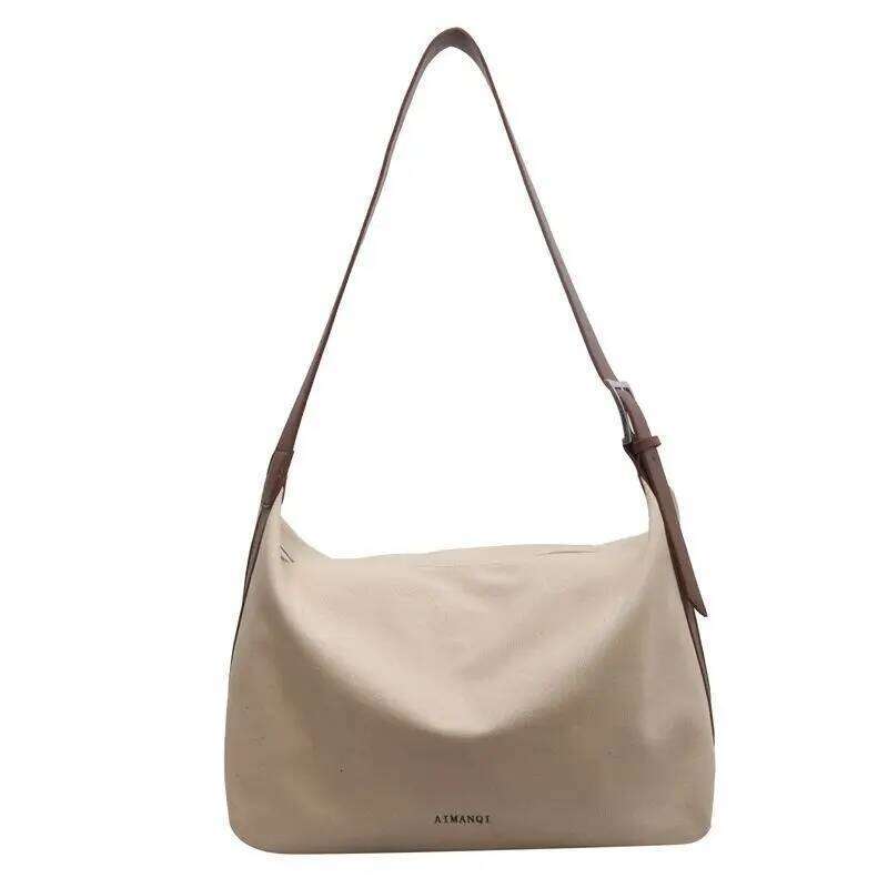 Canvas Tote Bags with Zipper Female Large Capacity Shoulder Bag Womens Durable Fabric Handbag Z260224