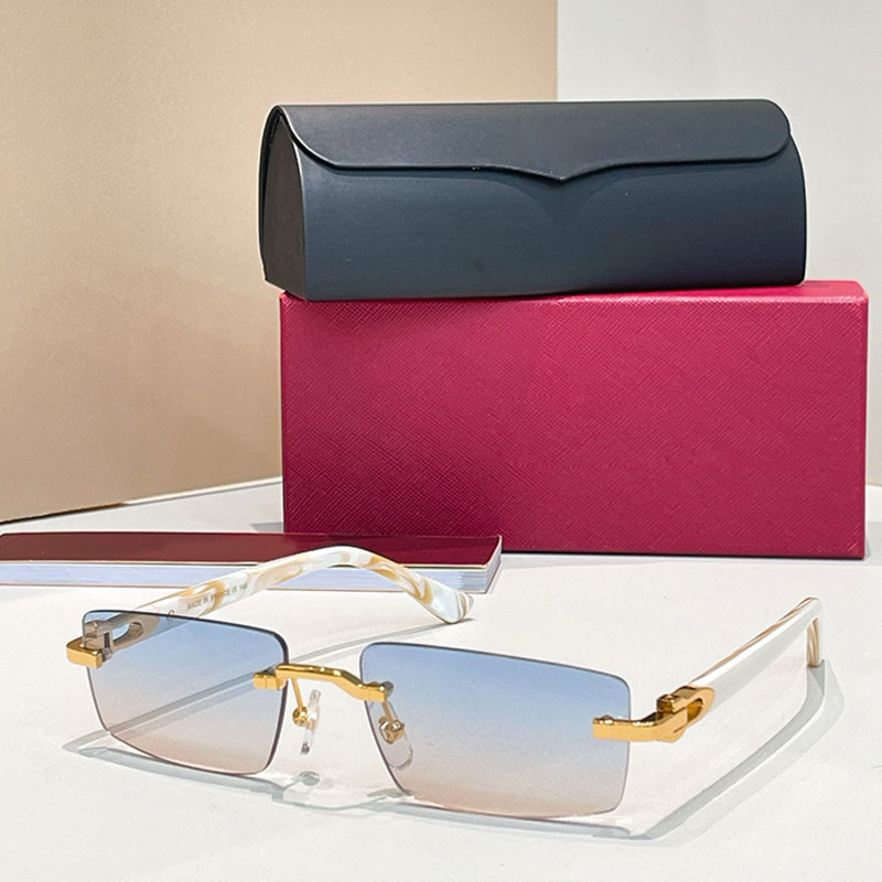 Business womens sunglasses CT0581S popular Men rectangular glasses frameless gradient lenses metal frame glasses UV protection Designer goggles daily commute