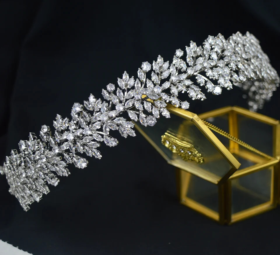 Bridal Headband For Wedding Hair Jewelry Headpiece CZ Zirconia Bride Crowns Tiaras For Women Diadem Party Prom Headdress 260208