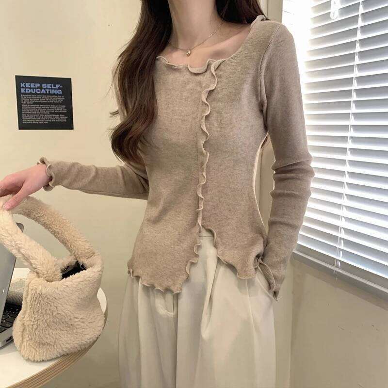 Skinny Knitted Shirt Women Pullover Sweater Tops Spring Autumn Female Long Sleeve Elastic V-neck Slim Knit Bottoming Shirts 26L0224