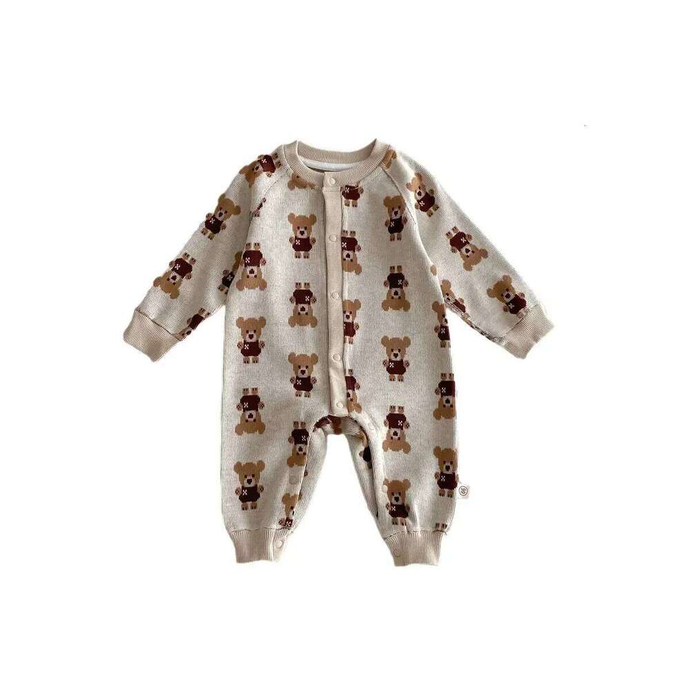 Winter New in Infant Kids Boys Girls Knitted Clothing, Newborn Baby Full Sleeve Print One-pieces - Toddler Romper 26H0224