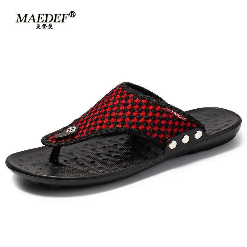 MAEDEF Flip Flops Breathable Summer Sandals Lightweight Comfortable Beach Slippers for Men Slip Quick Dry Outdoor Slides