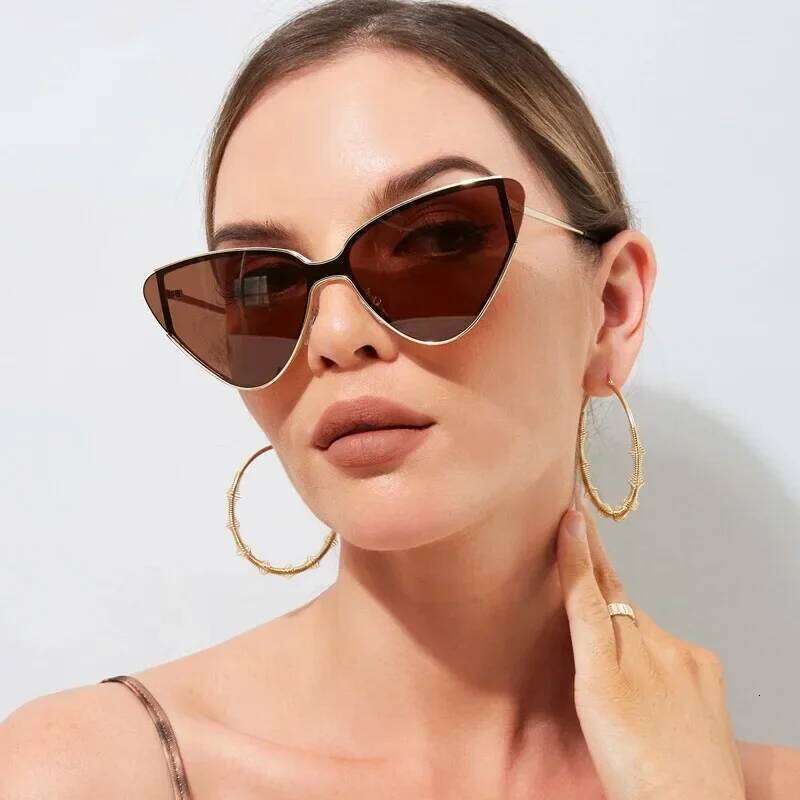 Fashion Cat Eye Sunglasses Luxury Brand Design Women Metal Triangle Sun Glasses Retro Lady Shades Eyewear Oculos Gafas De Sol 26W0224