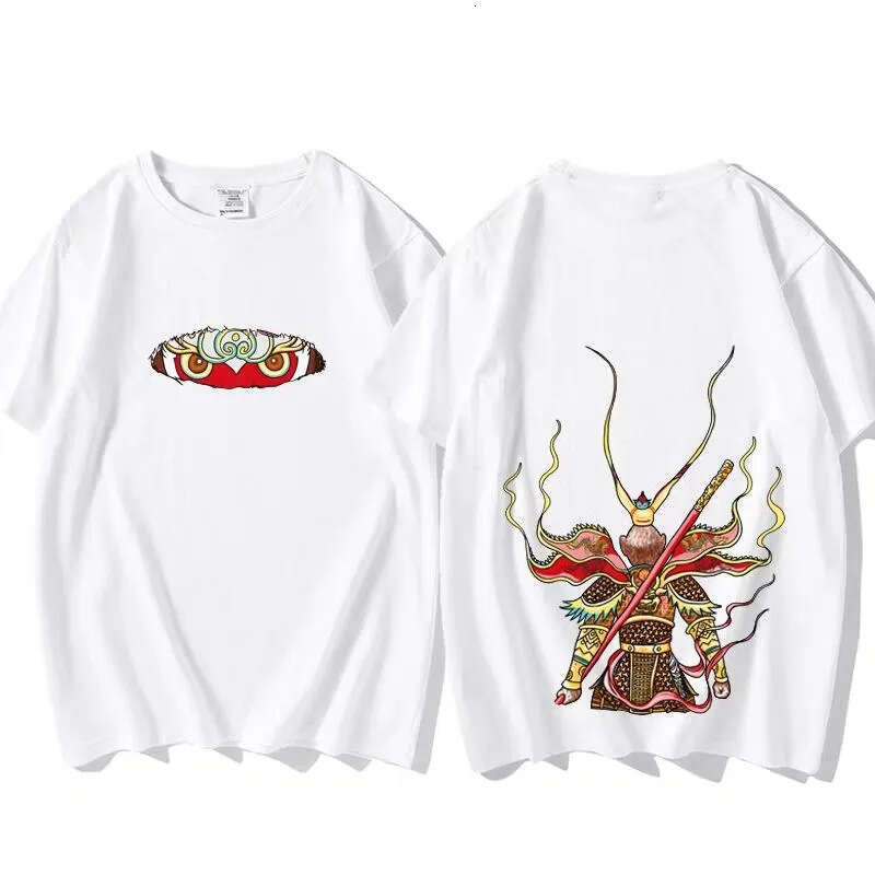 Men's T-shirt New Chinese Style Monkey King Lion Dance Combining Traditional Mythology And Lion Dance Elements Double-sided Print Enhances Recogn