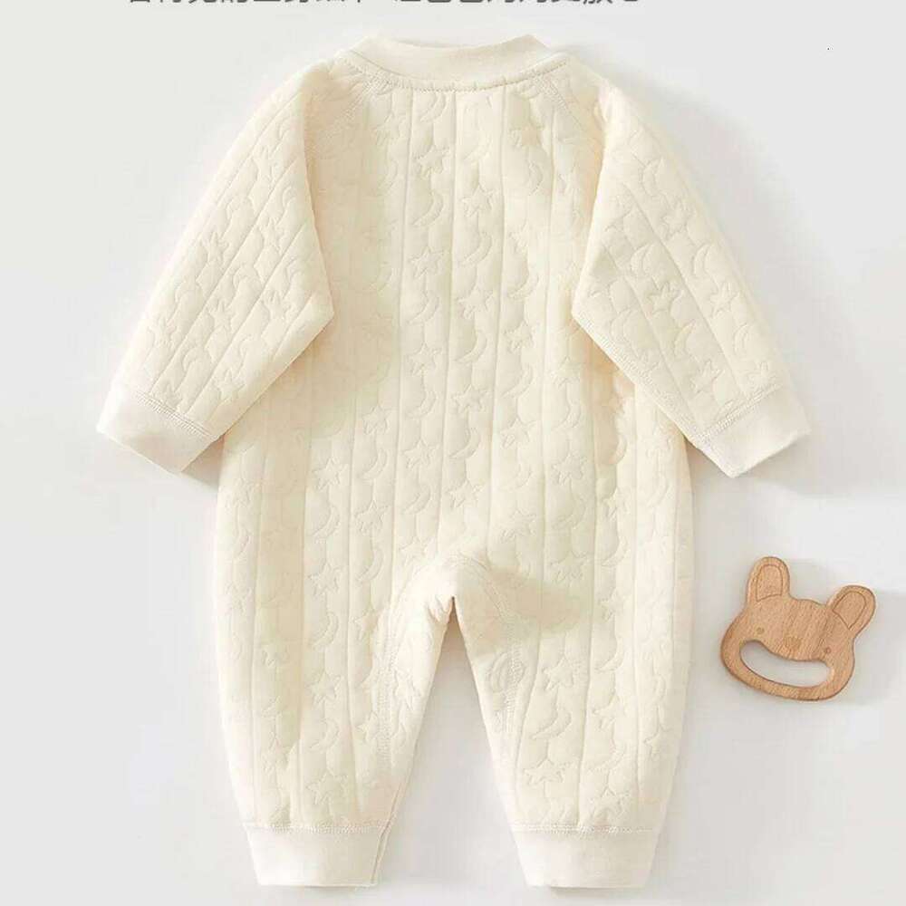 2026 New Newborn Cotton Romper 0-2Y Infant Moon Star Printed Oblique Button Jumpsuit Soft Thicken Baby Girls Boys Bodysuit 26H0224