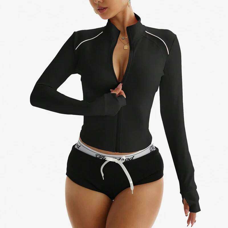 Womens Running s Long Sleeve Athletic Workout Track Full Zip Up Slim Fit Gym for Women Yoga Top 26Y0224