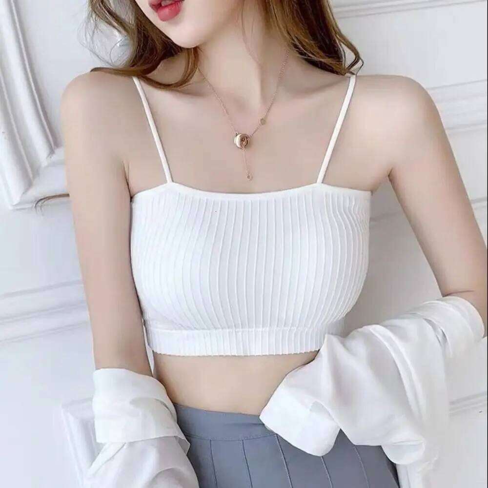 Fashion Slim Women Tank Bra Polyester Fiber Tube Top Underwear Korean Version Breathable Sleeveless Strap 26Y0224