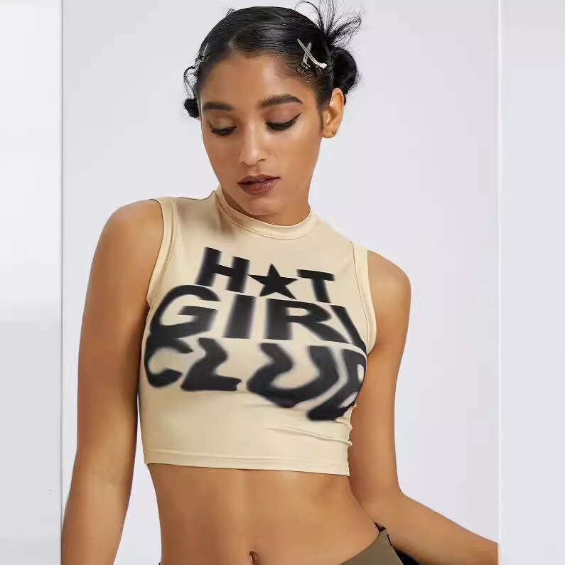 European And American Retro Y2k Creative Letter Print High Street Sexy Summer Sleeveless Crop Top