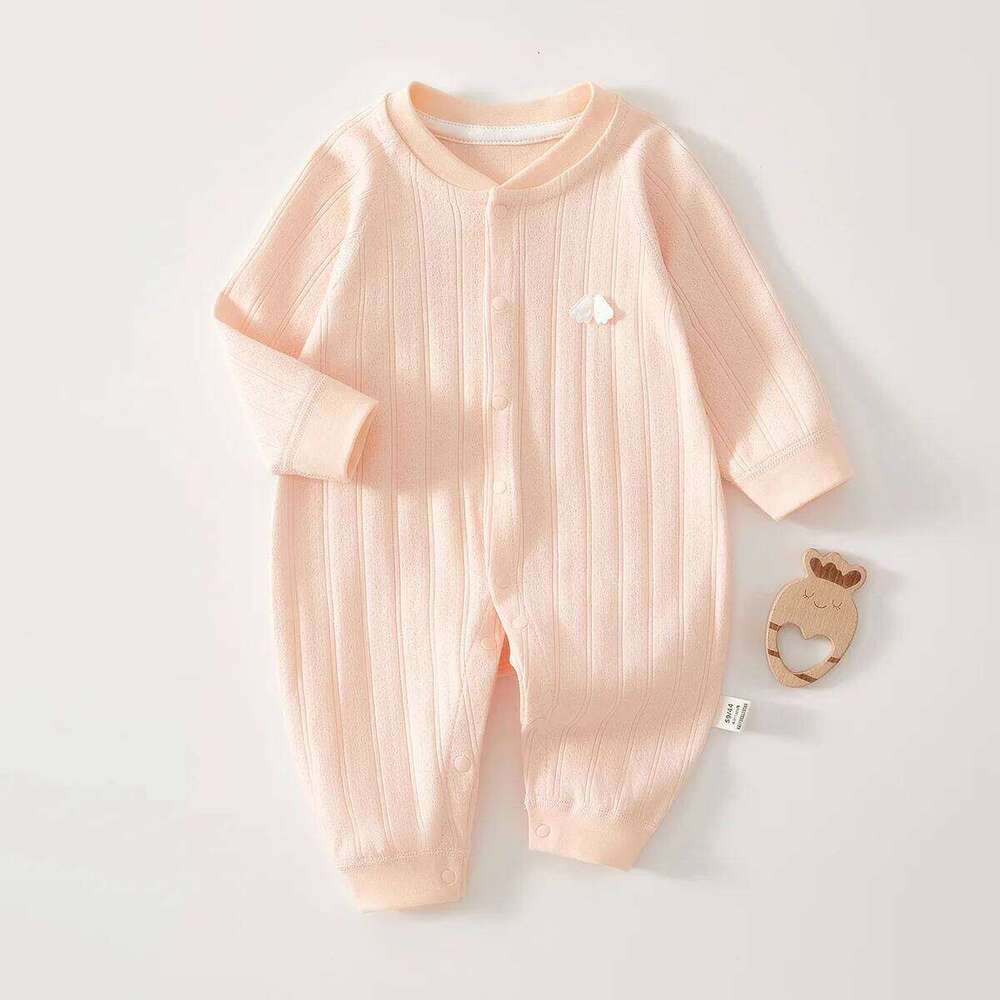 0-18M Jumpsuit Newborn Pure Cotton Long Sleeved Pajamas Baby Spring and Autumn Crawling Clothes 26H0224