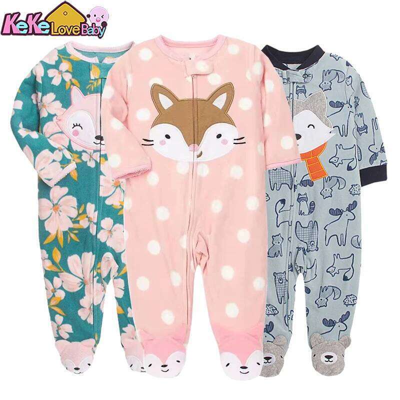Newborn Baby Boy Girl Rompers Clothes Winter Pajamas Zipper Fleece Fall Infants Outfit Animal Jumpsuit Clothing 0 -12 Months New 26Y0224