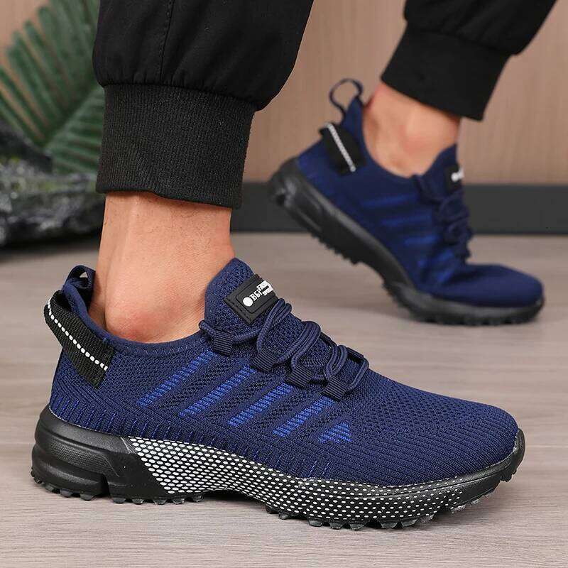 Breathable Running Anti Slip Casual Fashionable Training Hiking Outdoor Knitted Lace Up Men's Shoes