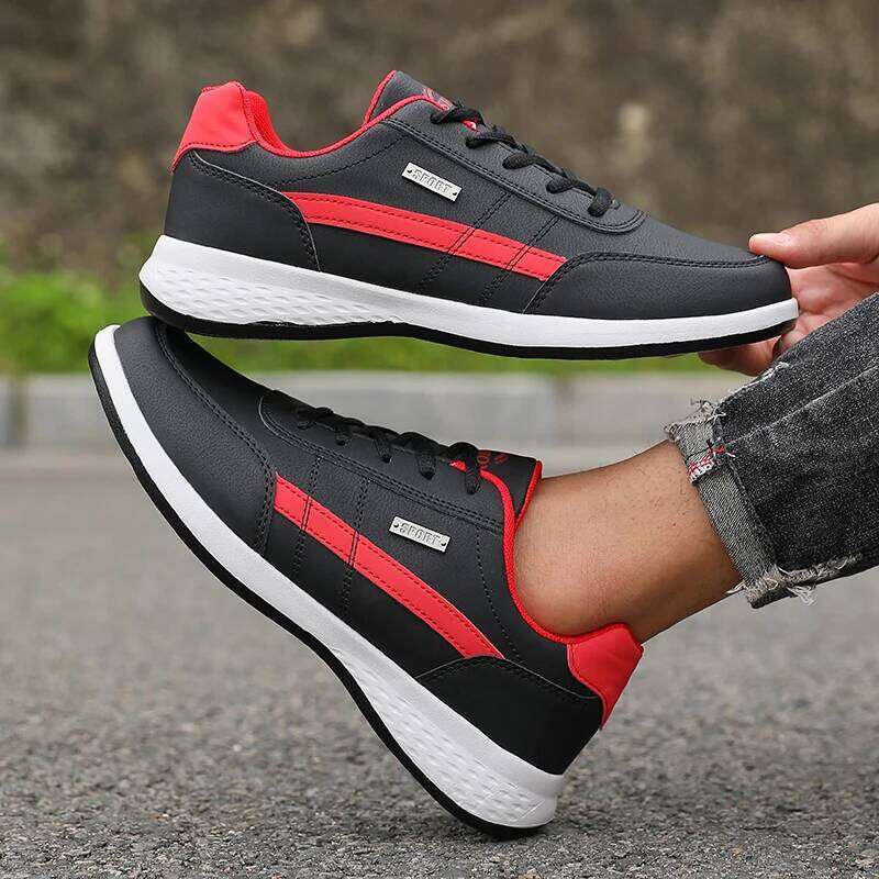 New Pu Leather Men Sneakers Casual Fashionable Breathable Anti Slip Men'ssneakers Outdoor Gym Training Men's Running Shoes