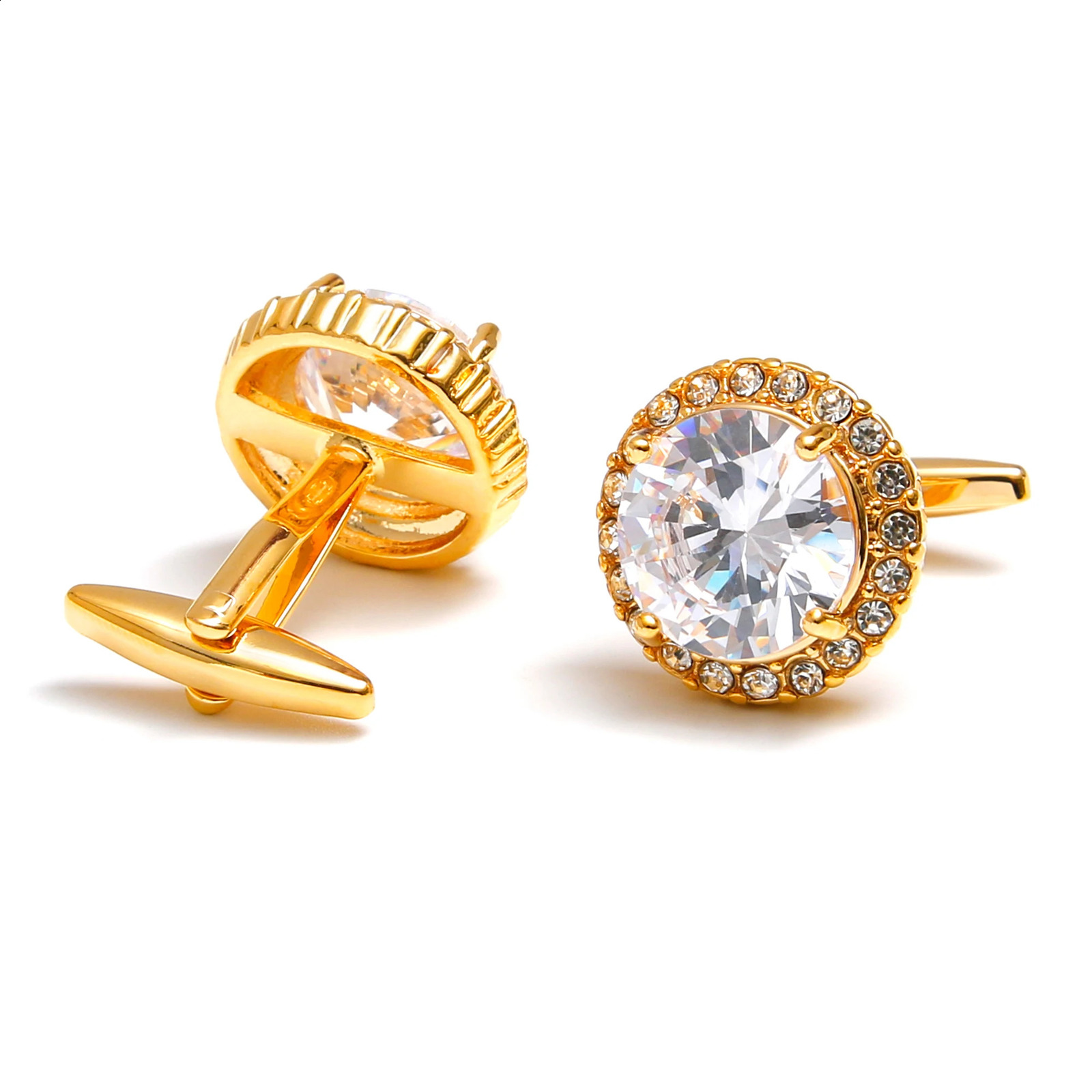 Cufflinks for Men TOMYE XK24043 Big Zircon Copper Round Wedding Jewelry Cuff Links Dress Shirt 260208