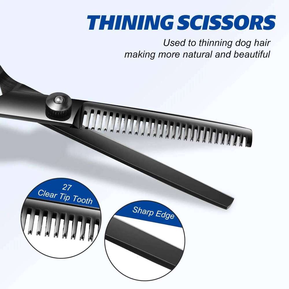 Stainless Steel Pet Grooming Scissors Set Right Hand Users - 4 Piece Kit With Safety Round Tips For Dogs And Cats Bamubi