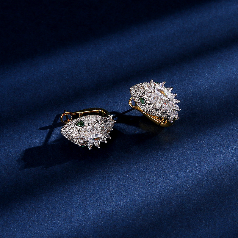 Earrings Green-Eyed Earrings, Gold-Plated Earrings, And Fashion Earrings, Unique Vintage Style Earrings, Unisex Snake Head Earrings