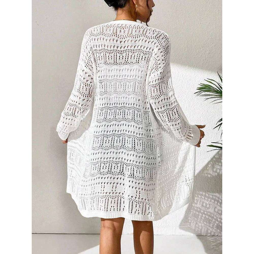 Mardi Hefxessdr Polyester solid color nitted cardian with sun shadin loose fittin fashion mid lenth and eleant sweater