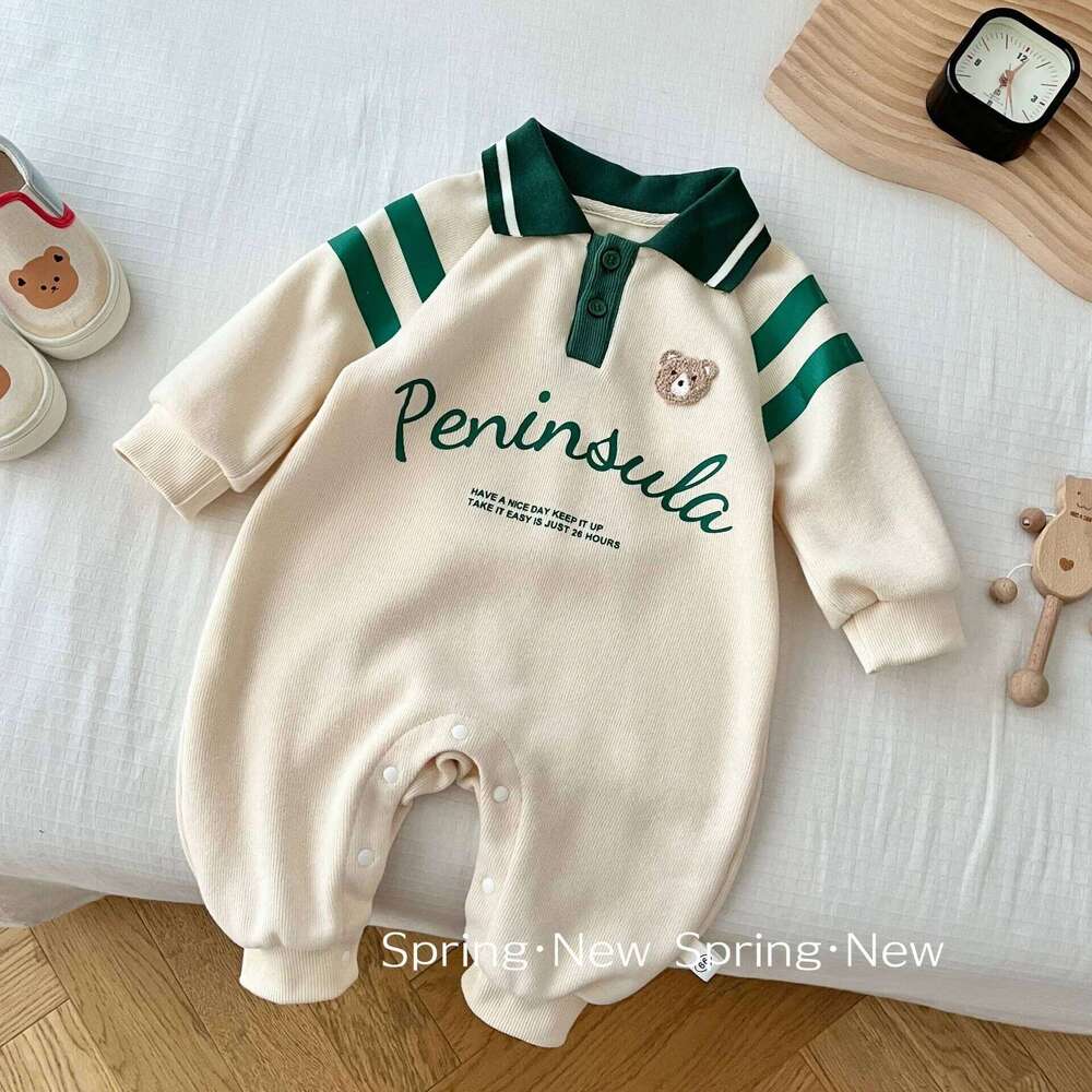 Bodysuit for 0-2 Years, Autumn Korean Baby Fashion Letter Print Romper, Infant Fall Clothing 26H0224